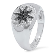 Glow Signet Ring | White & Black Diamond Pavé | 18K Gold | Galaxia | Colette Jewelry