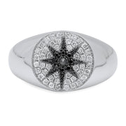 Glow Signet Ring | White & Black Diamond Pavé | 18K Gold | Galaxia | Colette Jewelry