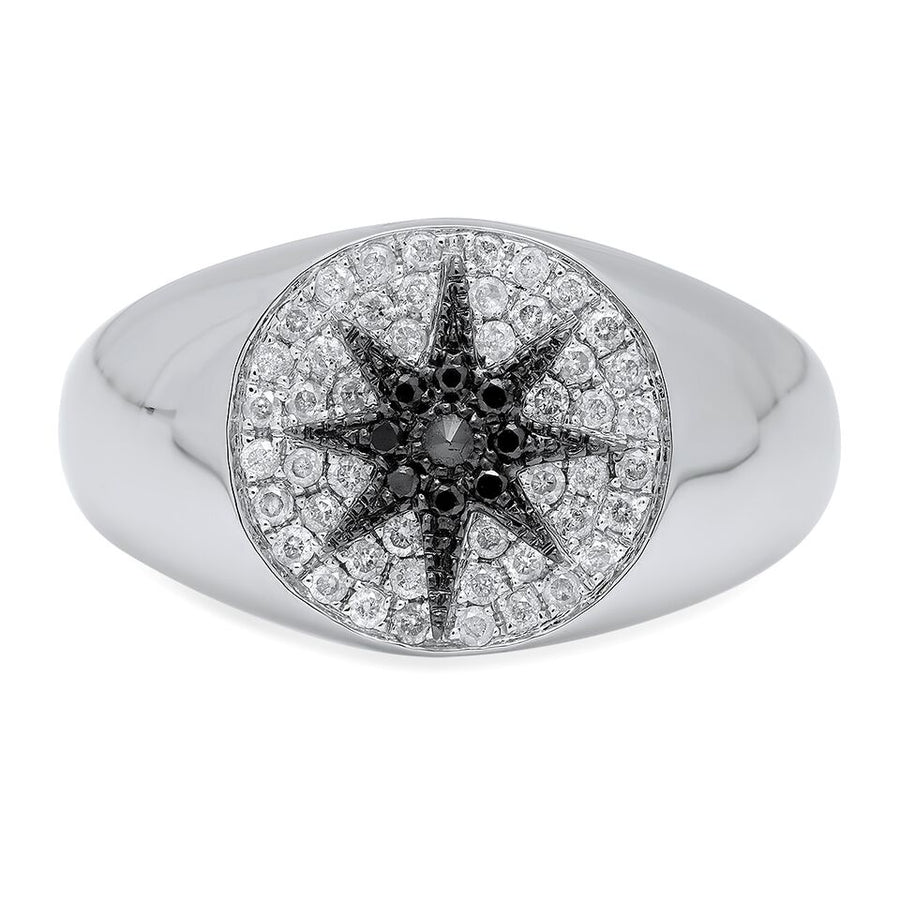 Glow Signet Ring | White & Black Diamond Pavé | 18K Gold | Galaxia | Colette Jewelry