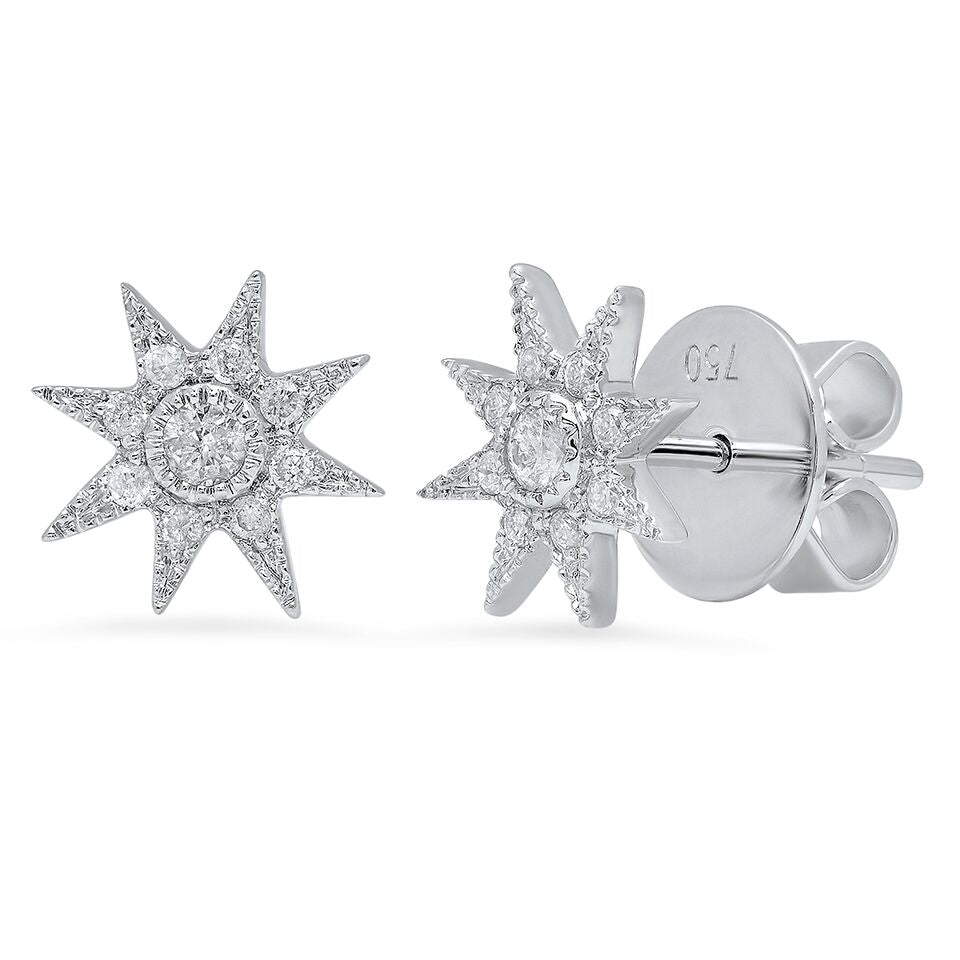 Glow Stars Pavé Studs | 18K White Gold & Diamond Earrings | Colette Jewelry