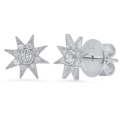 Glow Stars Pavé Studs in 18K gold with white diamond — Colette Jewelry