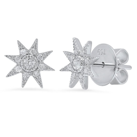 Glow Stars Pavé Studs | 18K White Gold & Diamond Earrings | Colette Jewelry