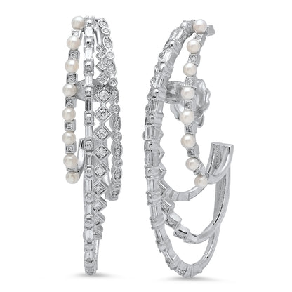 Mesh Stud Earrings in 18K white gold with white diamond — Colette Jewelry