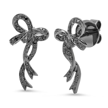 Medium Bow Stud Earrings in 18K Gold with diamond — Colette Jewelry