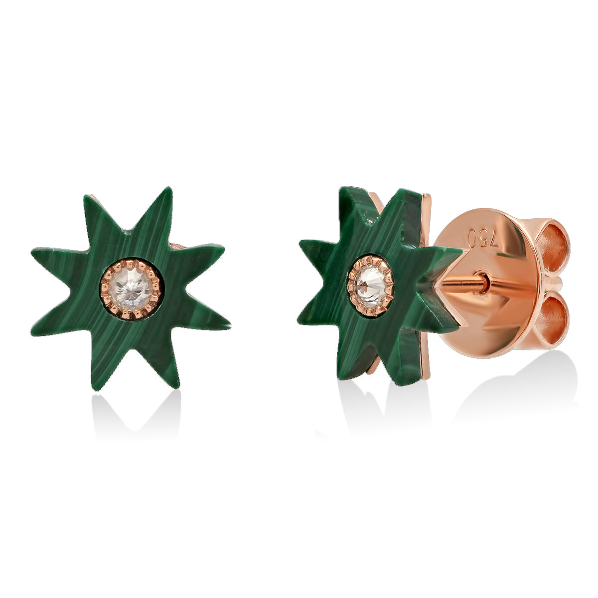 Malachite Hardstone Stud Earrings in 18K gold — Colette Jewelry