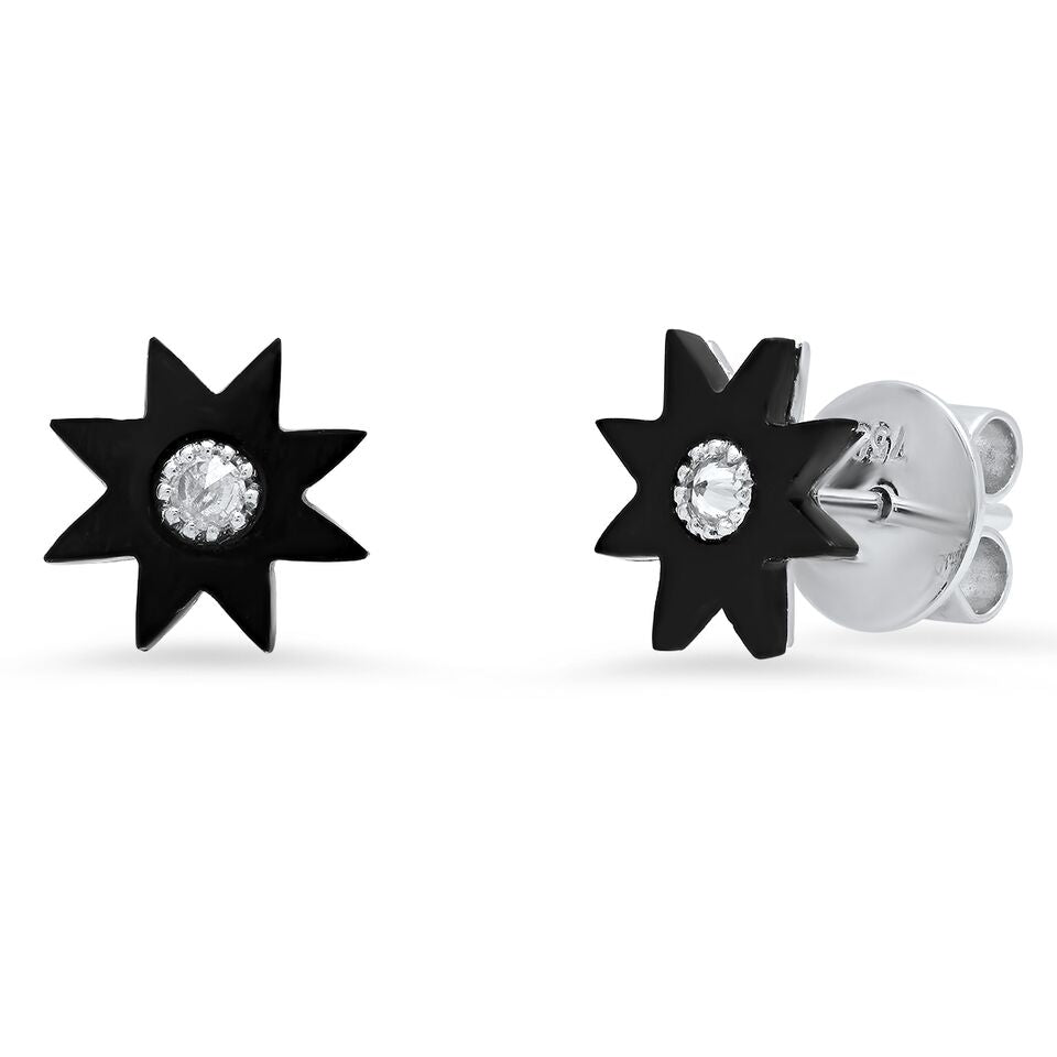Hardstone Onyx Stud Earrings in 18K Gold — Colette Jewelry
