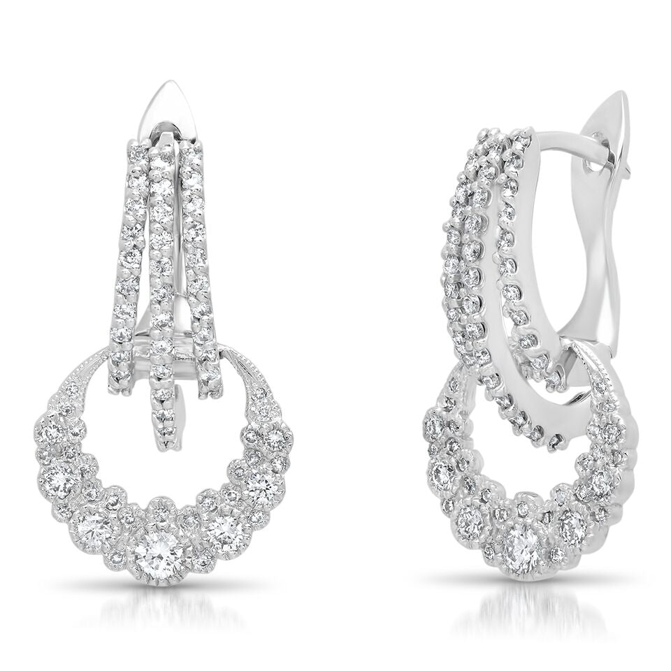 Moon Earrings | 18K White Gold Diamond Studs | Colette Jewelry