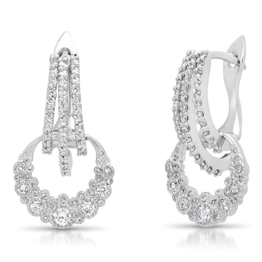 Moon Earrings | 18K White Gold Diamond Studs | Colette Jewelry