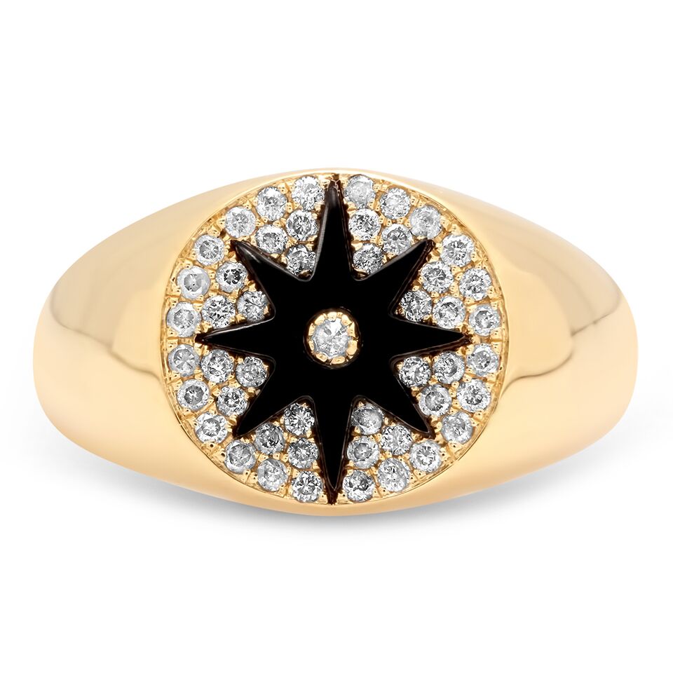 Star Signet Ring in 18K Gold with Onyx Hardstone | Colette Jewelry