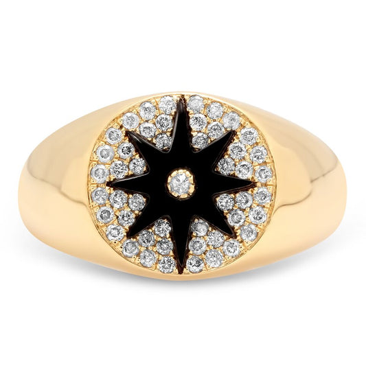 Star Signet Ring in 18K Gold with Onyx Hardstone | Colette Jewelry