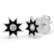 Classic Enamel Studs | 18K White Gold & Diamonds | Galaxia | Colette Jewelry