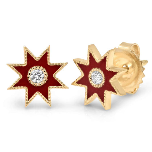 Twinkle Star Studs | 18K Gold Diamond & Enamel Star Earrings | Colette Jewelry