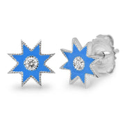 Classic Enamel Studs | 18K White Gold & Diamonds | Galaxia | Colette Jewelry