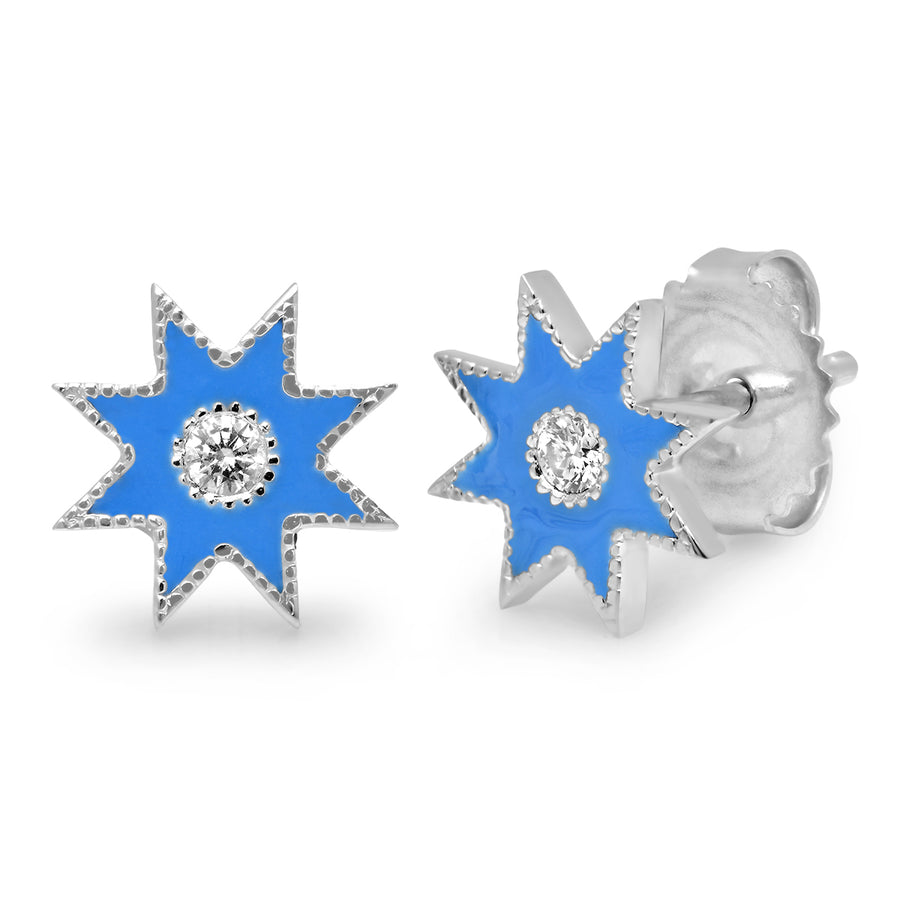 Classic Enamel Studs | 18K White Gold & Diamonds | Galaxia | Colette Jewelry