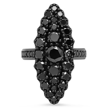Jeanne D'Arc Marquise Cluster Black Diamond Ring in 18K gold — Colette Jewelry