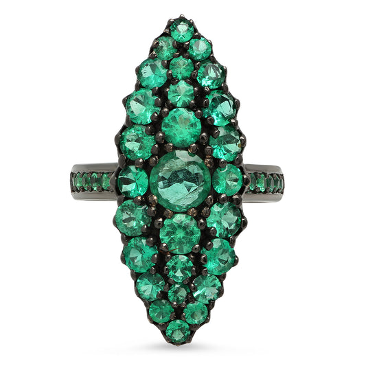 Jeanne D'Arc Marquise Cluster Emerald Ring | Colette Jewelry