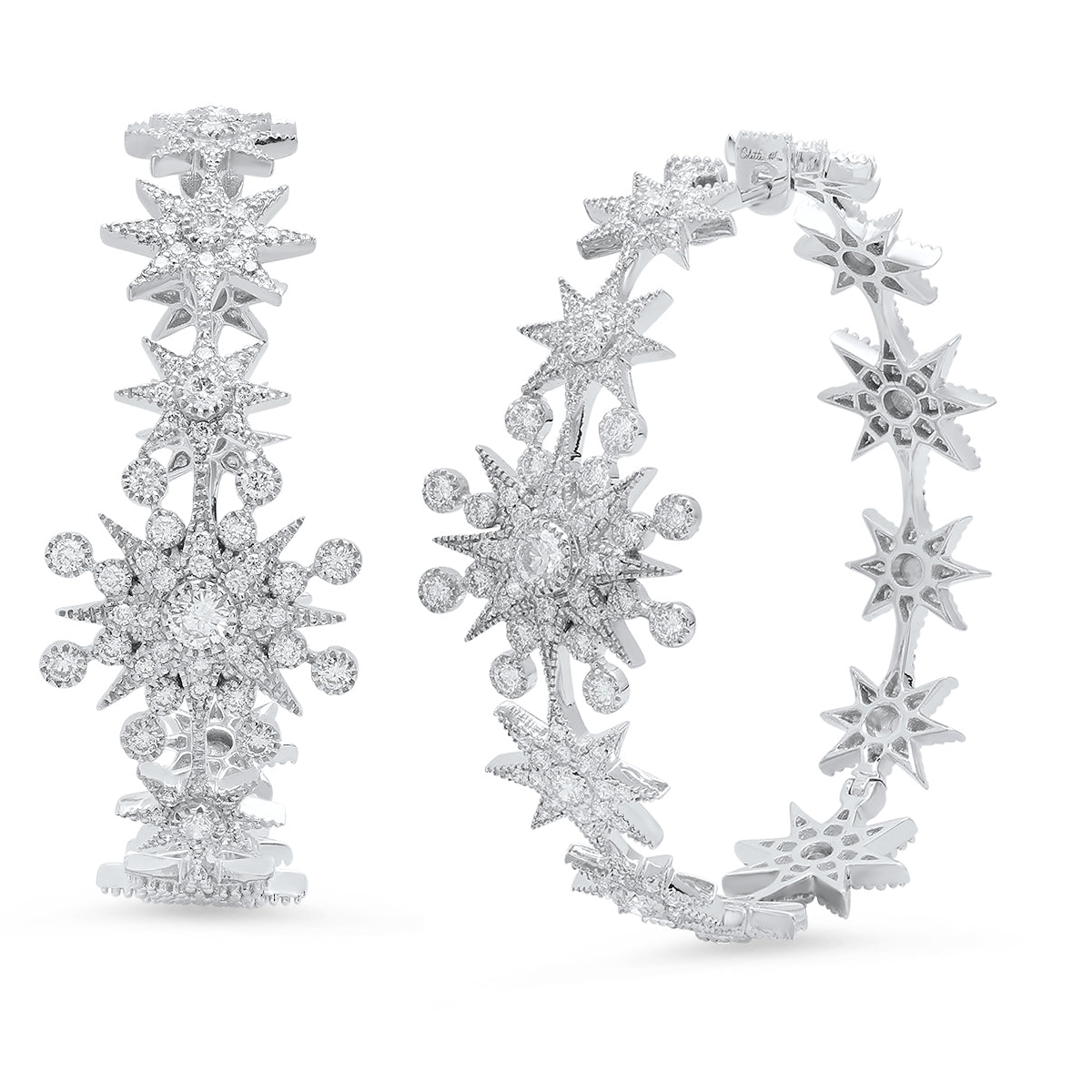Star Hoop Earrings | 18K White Gold & Diamond Hoops | Colette Jewelry
