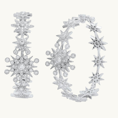 Star Hoop Earrings in 18K white gold with white diamond — Colette Jewelry