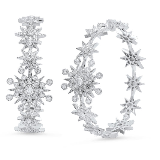 Star Hoop Earrings | 18K White Gold & Diamond Hoops | Colette Jewelry