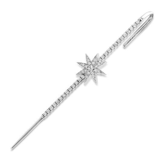 Star Ear Pin 18K White Gold Diamond Earrings | Colette Jewelry