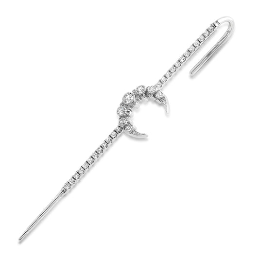 Moon Ear Pin 18K White Gold Diamond Earring | Colette Jewelry