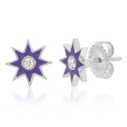Classic Enamel Studs | 18K White Gold & Diamonds | Galaxia | Colette Jewelry