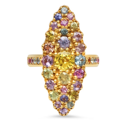 Jeanne d'Arc Marquise Cluster Light Sapphire Ring in 18K gold with diamond — Colette Jewelry