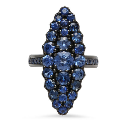 Jeanne D'Arc Marquise Cluster Blue Sapphire Ring in 18K yellow gold — Colette Jewelry
