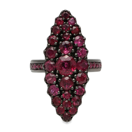 Jeanne D'Arc Marquise Cluster Ruby Ring | Colette Jewelry