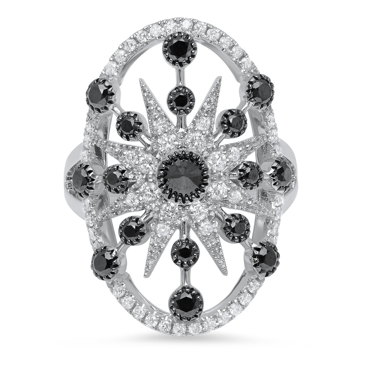 Danvou Ring 18K White Gold White & Black Diamonds | Colette Jewelry