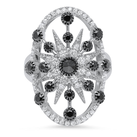 Danvou Ring 18K White Gold White & Black Diamonds | Colette Jewelry