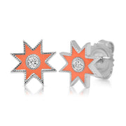 Classic Enamel Studs | 18K White Gold & Diamonds | Galaxia | Colette Jewelry