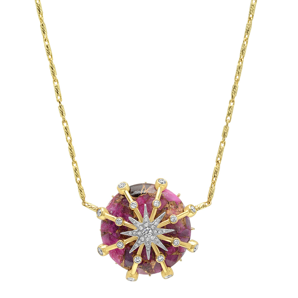 Caged Star Necklace Three Colors 18K Gold Diamond Colette Jewelry