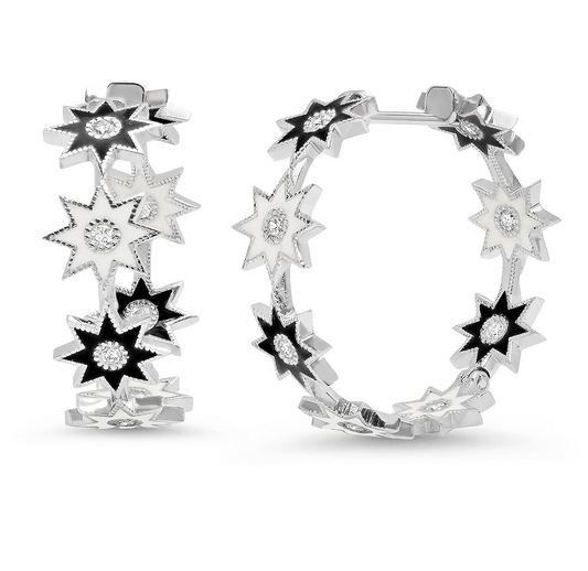 Twinkle Enamel Star Hoops | 18K Gold Enamel Earrings | Colette Jewelry
