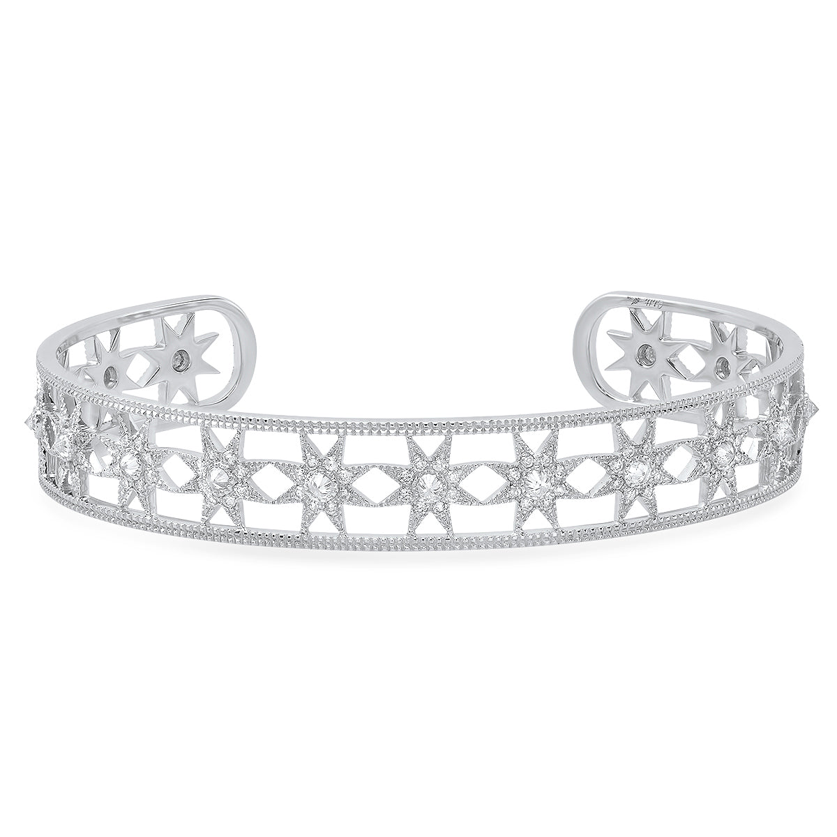 Star Cuff 18K White Gold Diamond Bracelet | Colette Jewelry