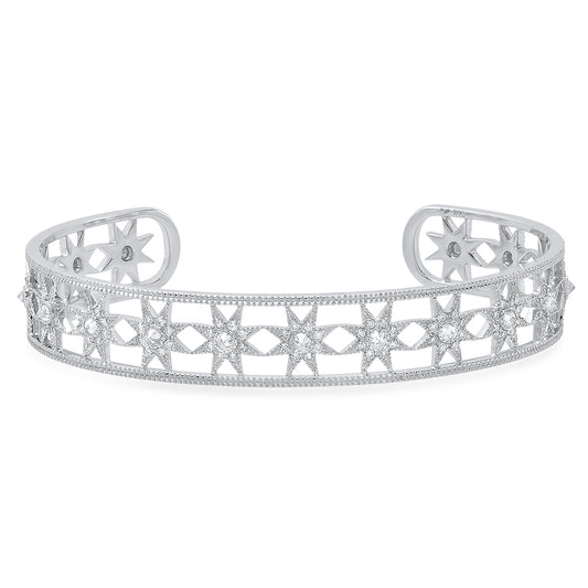 Star Cuff 18K White Gold Diamond Bracelet | Colette Jewelry