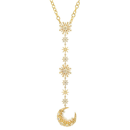 Moon Cage Necklace in 18K yellow gold with white diamond — Colette Jewelry