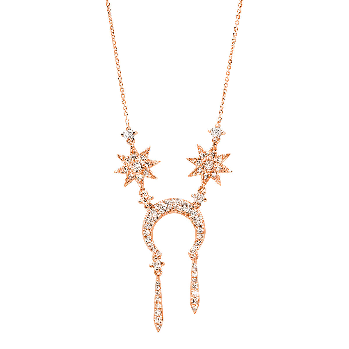 Moon Necklace Three Colors | 18K Gold & White Diamonds | Galaxia | Colette Jewelry