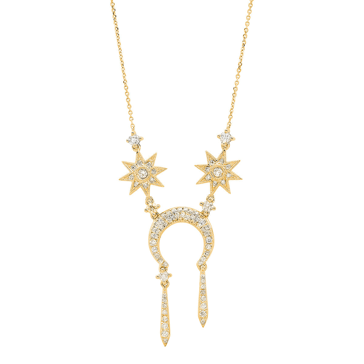 Moon Necklace Three Colors | 18K Gold & White Diamonds | Galaxia | Colette Jewelry