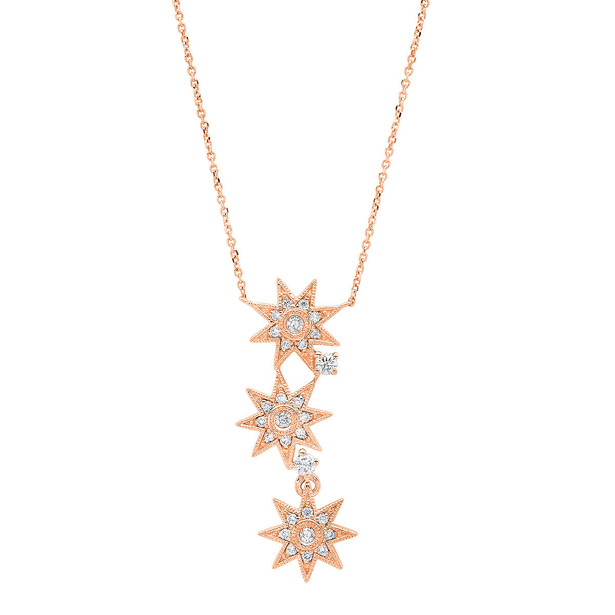 Three Star Necklace Three Colors 18K Gold Diamond Galaxia Colette Jewelry