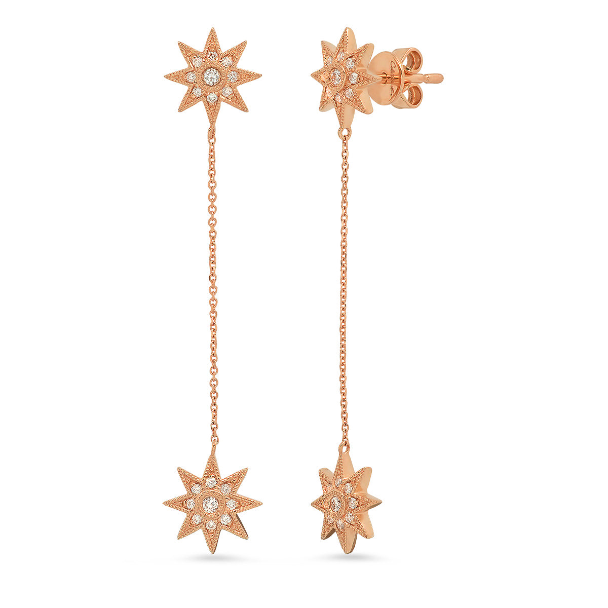 Mini Galaxia Star Studs with Drop | 18K Gold & Diamond Earrings | Colette Jewelry