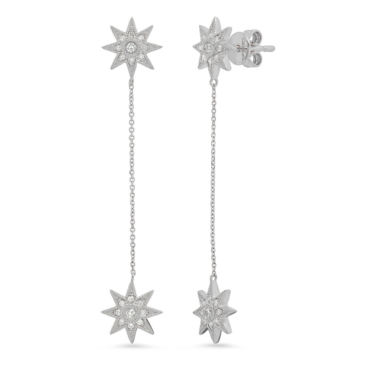 Mini Galaxia Star Studs with Drop | 18K Gold & Diamond Earrings | Colette Jewelry