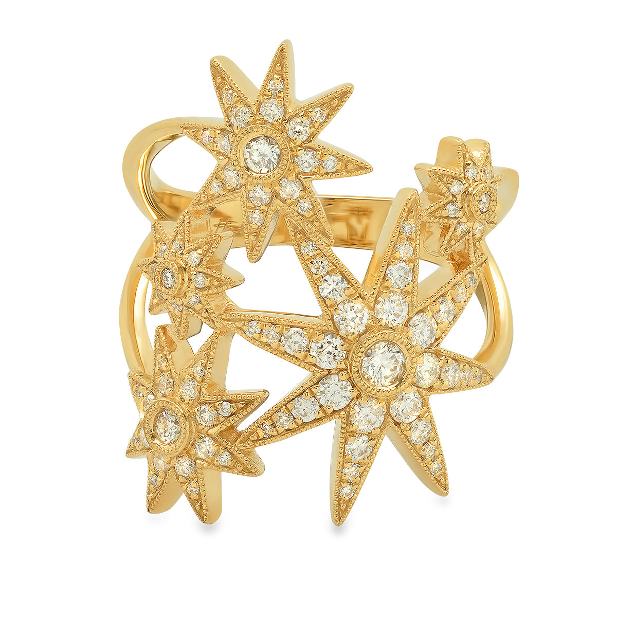 Galaxy Ring Three Colors 18K Gold White Diamonds Galaxia | Colette Jewelry