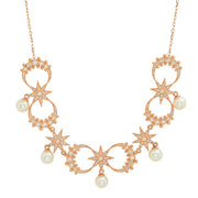 Star & Moon Necklace | 18K White Gold, Diamonds & Tahitian Pearl | Galaxia | Colette Jewelry