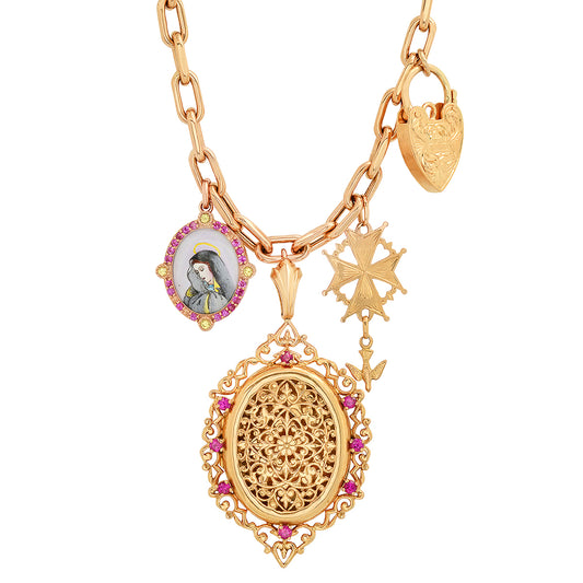 Charms and Lock Necklace | 18K Gold | Colette Jewelry