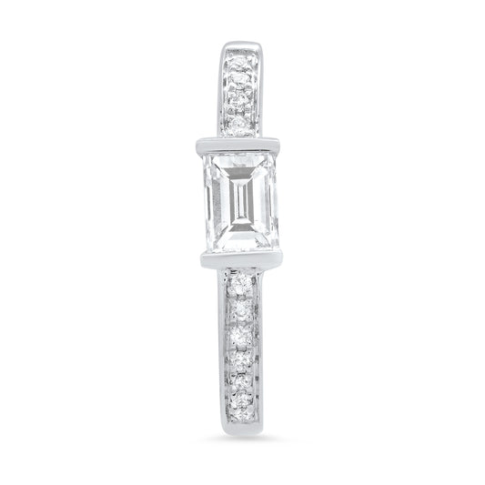 Medium Maasai Hoop Earrings with Baguette White Diamond Pavé in Four Colors in 18K gold — Colette Jewelry
