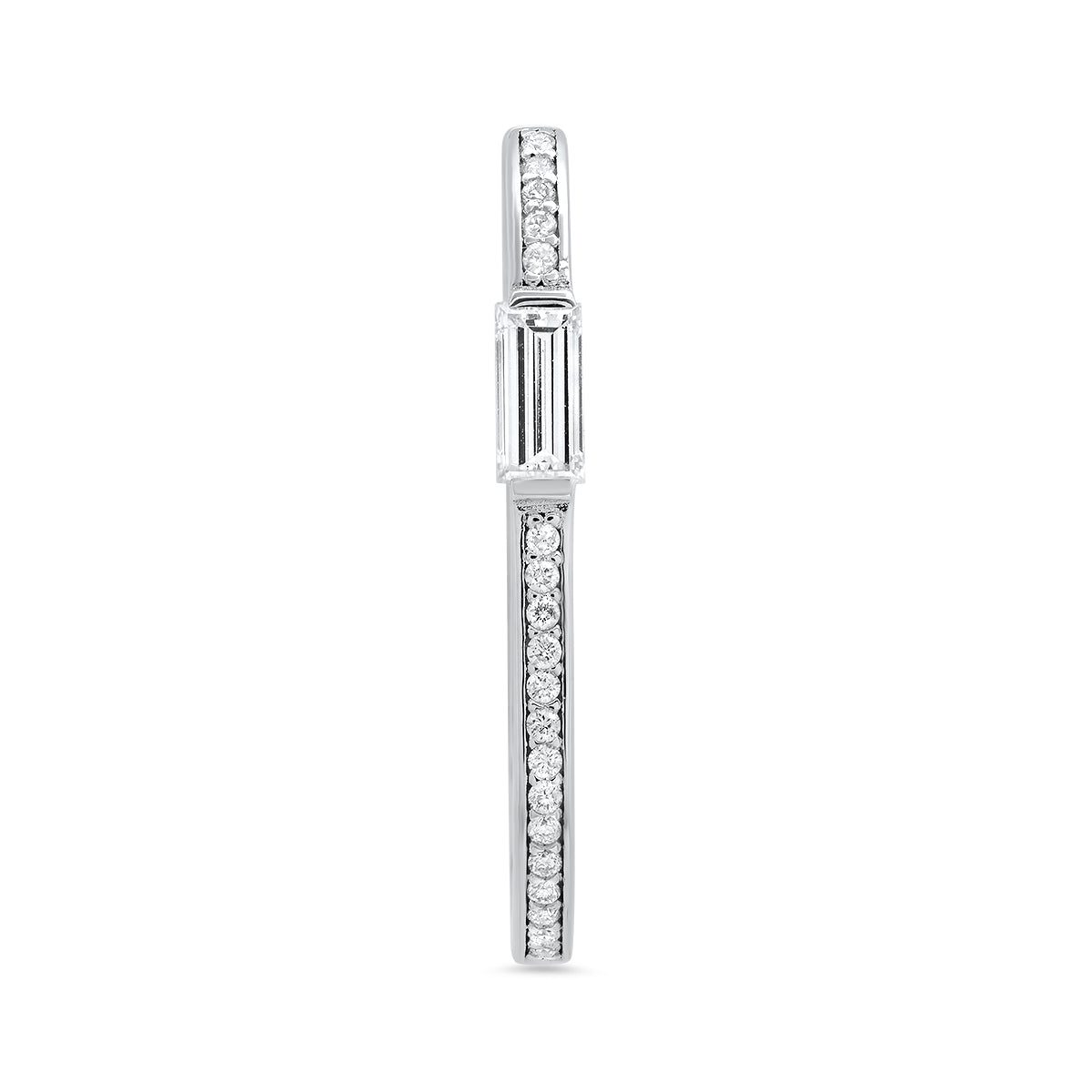 Large Maasai Hoop Earrings with Baguette White Diamond Pavé in 18K gold — Colette Jewelry