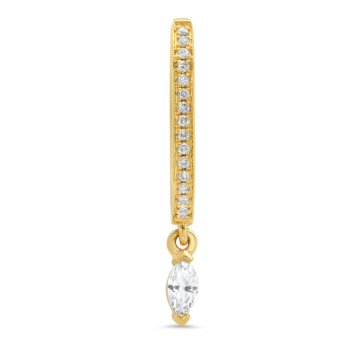 Medium Maasai Hoop with Marquise Drop White Diamond Pavé – Four Colors in 18K gold — Colette Jewelry