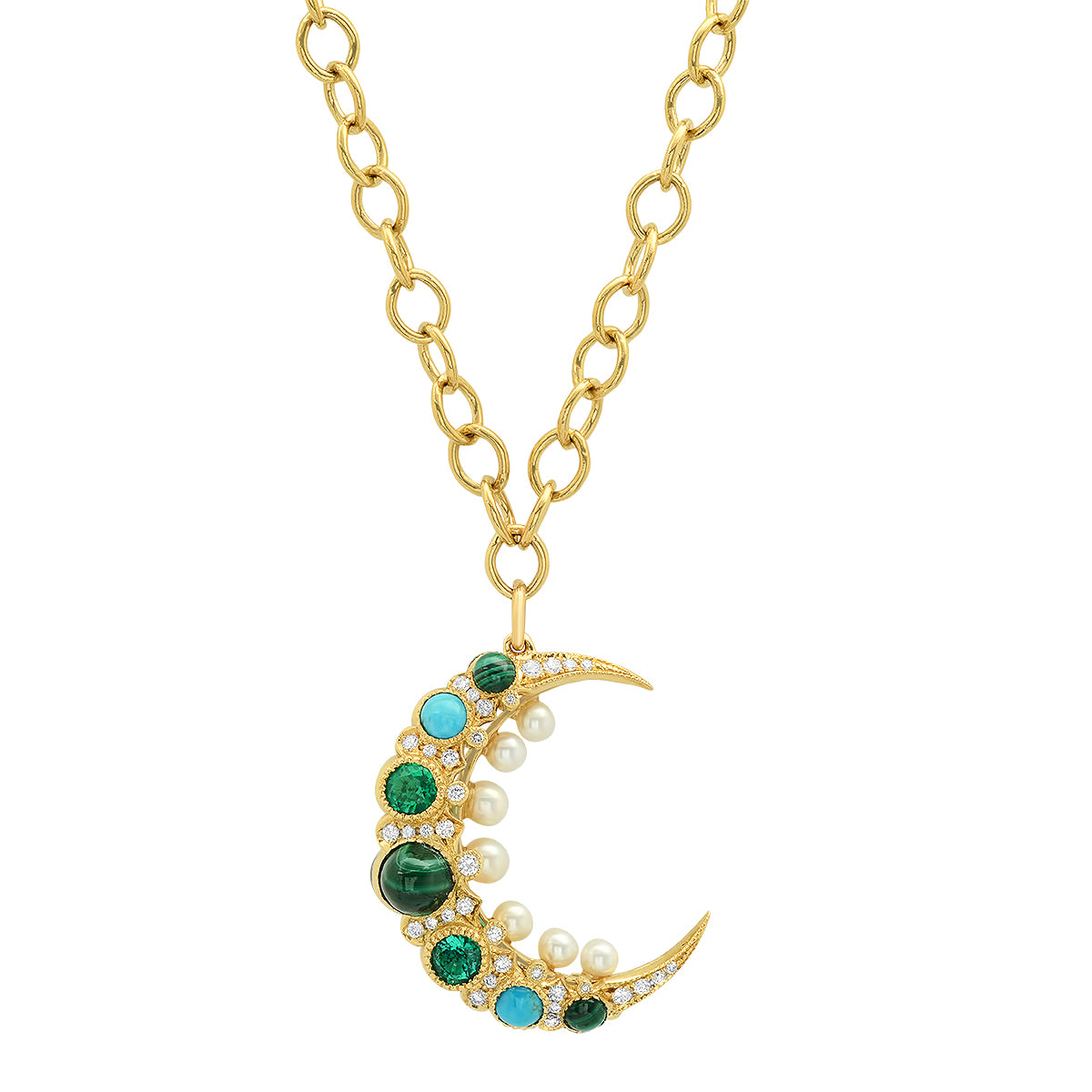 Cosmo Mooncage Necklace – 18K Gold & Diamond Celestial Pendant | Colette Jewelry