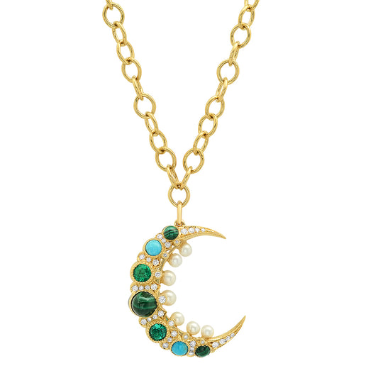 Cosmo Mooncage Necklace – 18K Gold & Diamond Celestial Pendant | Colette Jewelry